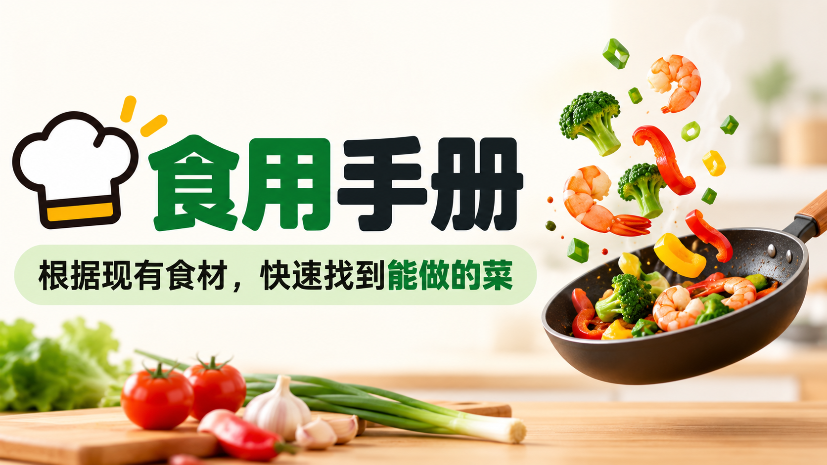 (5)食用手册：根据现有食材快速找到能做的菜