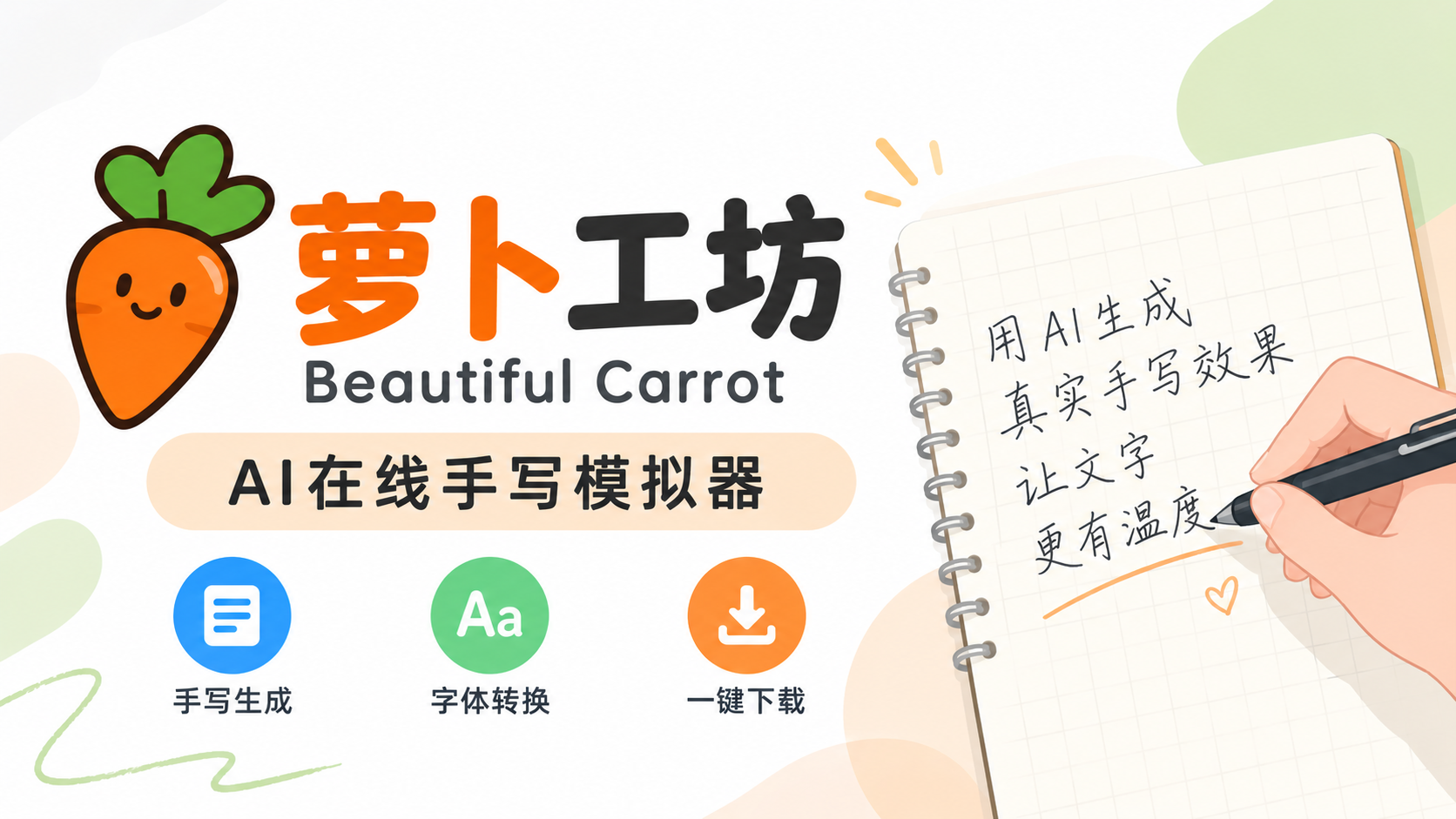 (10)萝卜工坊：AI在线手写模拟器，一键生成手写文稿