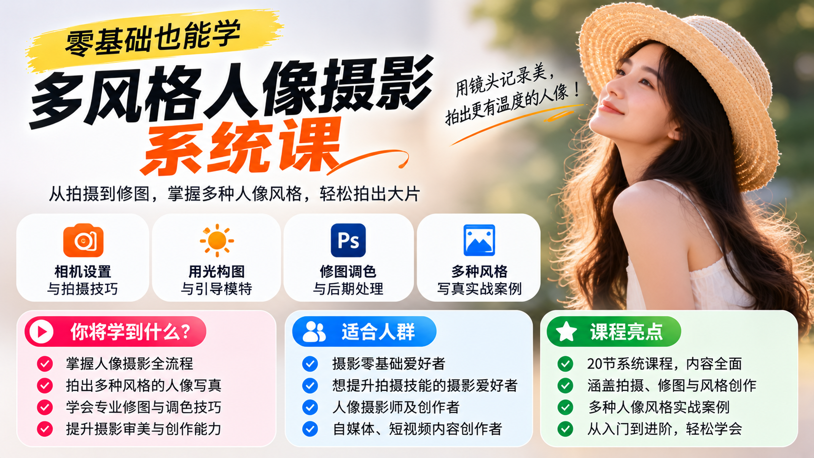 (18)零基础多风格人像摄影系统课：从拍摄到修图，轻松拍出高级感写真