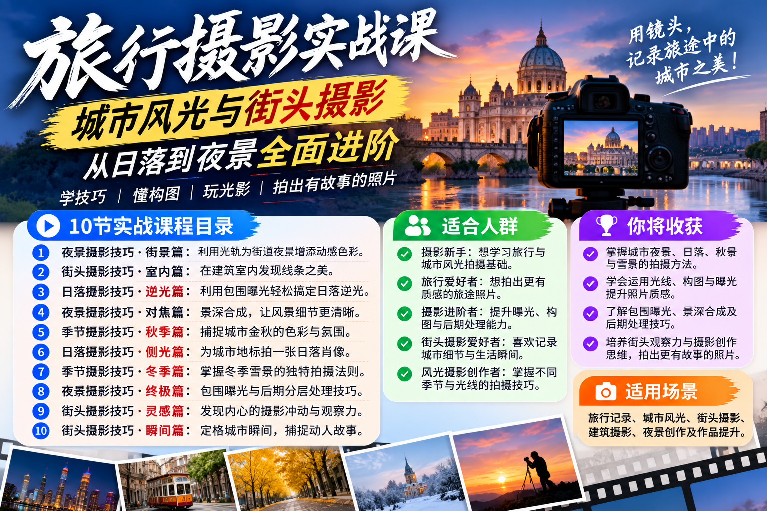 (29)旅行摄影实战课：城市风光与街头摄影，从日落到夜景全面进阶