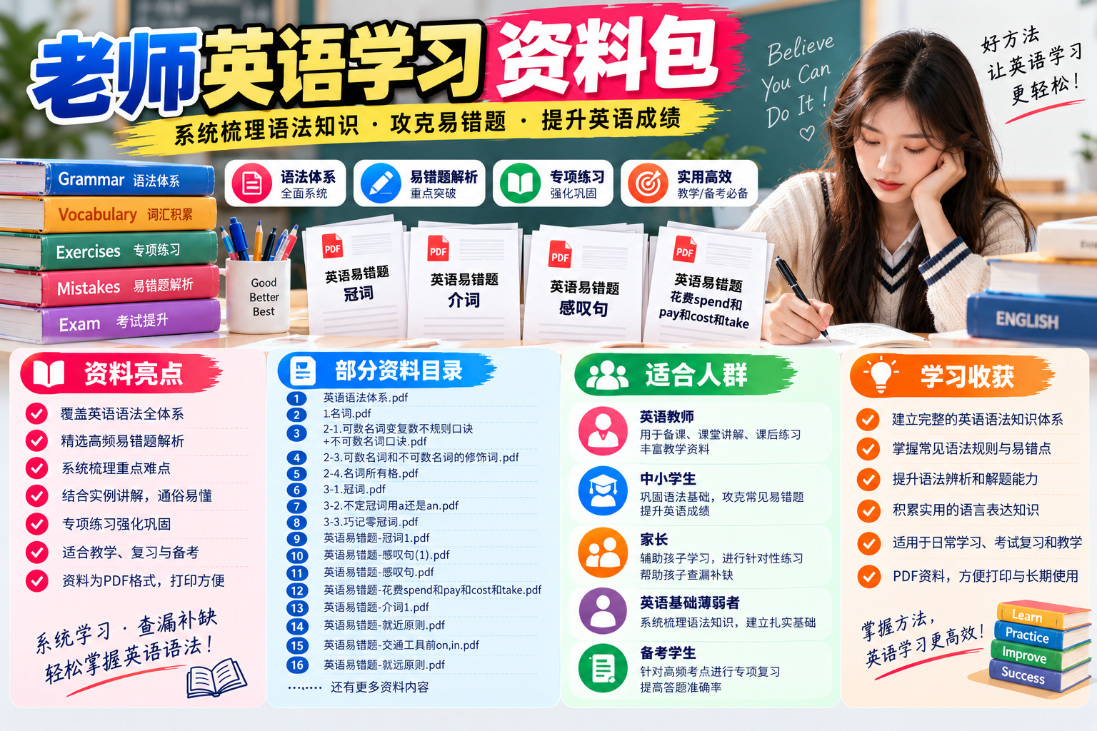 (30)老师英语学习资料包：系统梳理英语语法，攻克易错题与考试重难点